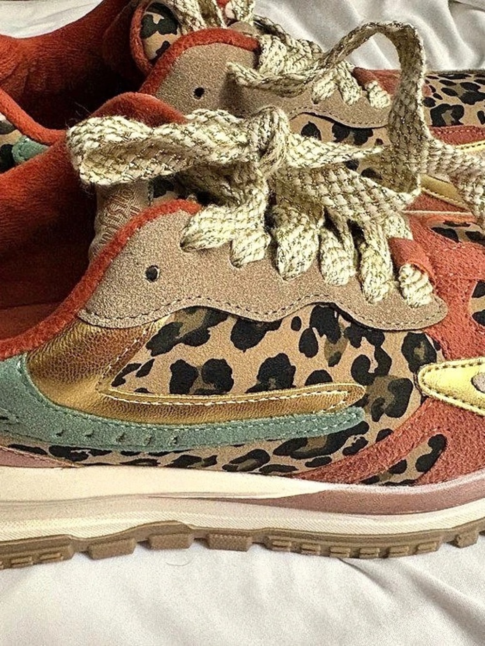 P448 Leopard Print Color Block Sneakers US 6.5